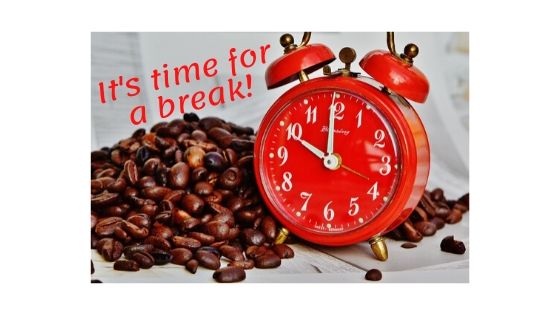 Alarm clock and coffee beans reminding you to take breaks.